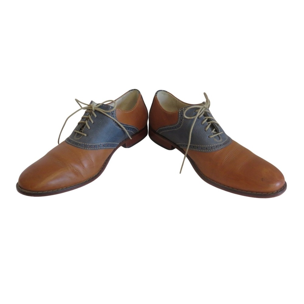 Vintage Cole Haan Saddle Oxford Shoes Two-Tone Leather Mens size 8.5  Brown/Blue - Picture 9 of 9